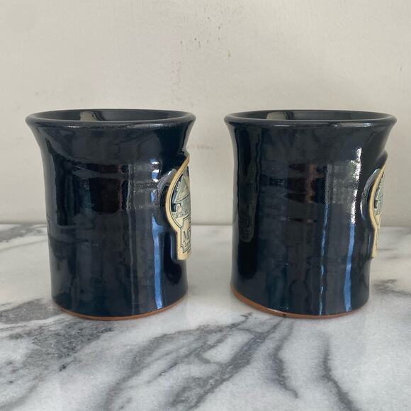 Deneen Pottery Handthrown Black Mugs Beaver Mountain Hancock NY Set of 2 - Picture 3 of 8